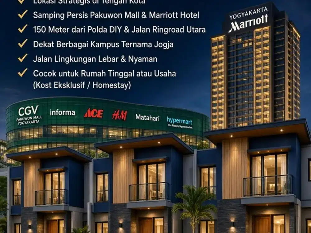 Samping Mall Pakuwon, Rumah Modern 2 Lantai di Jogja, Jalan Lebar
