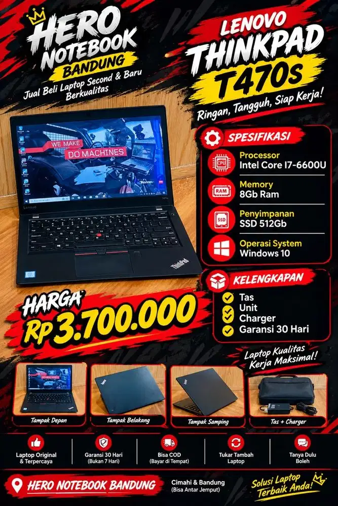 Ready Laptop Lenovo Thinkpad T470s Original Normal