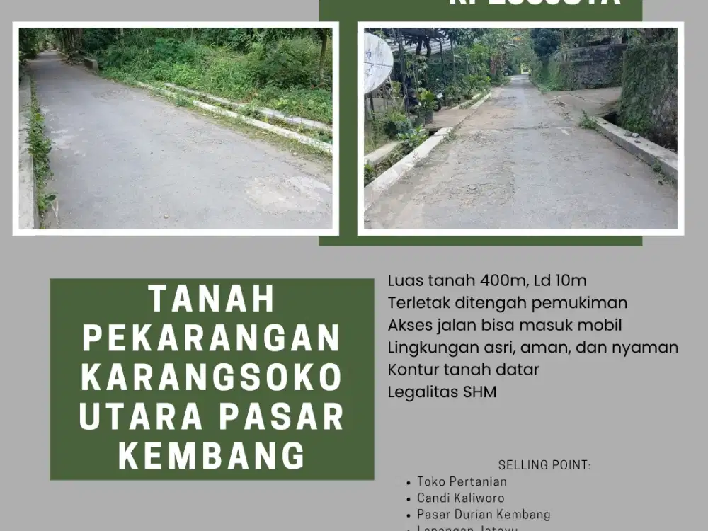 POTONGAN HARGA! TANAH PEKARANGAN KEMALANG