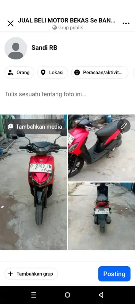 Jual Yamaha Mio tahun 2009 plat D bandung