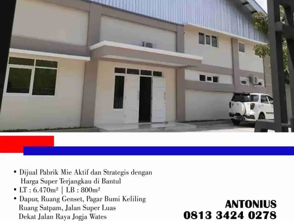 Dijual Pabrik Mie Aktif dan Strategis dengan Harga Super Terjangkau di Bantul