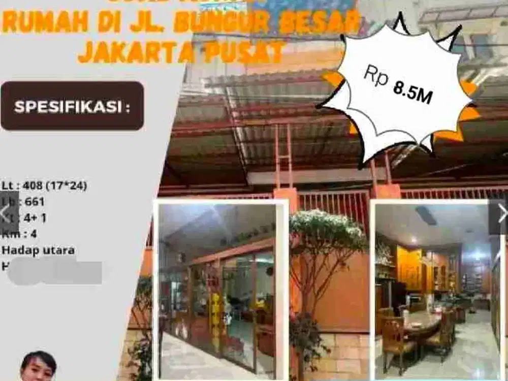 Jual Cepat Rumah Di Jl. Bungur Besar Jakarta Pusat