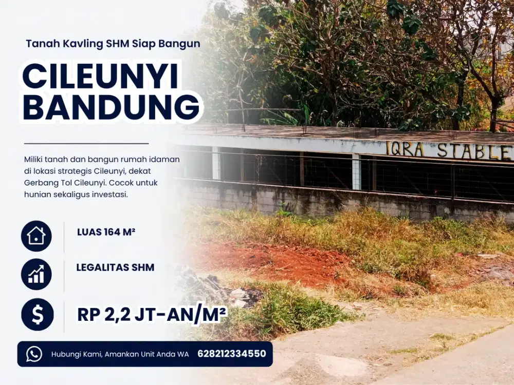 Investasi Tanah SHM Siap Bangun 164 m² Komplek DPR Cileunyi Harga 360,8 Juta