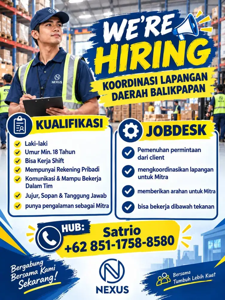 LOWONGAN KOORDINASI LAPANGAN BALIKPAPAN