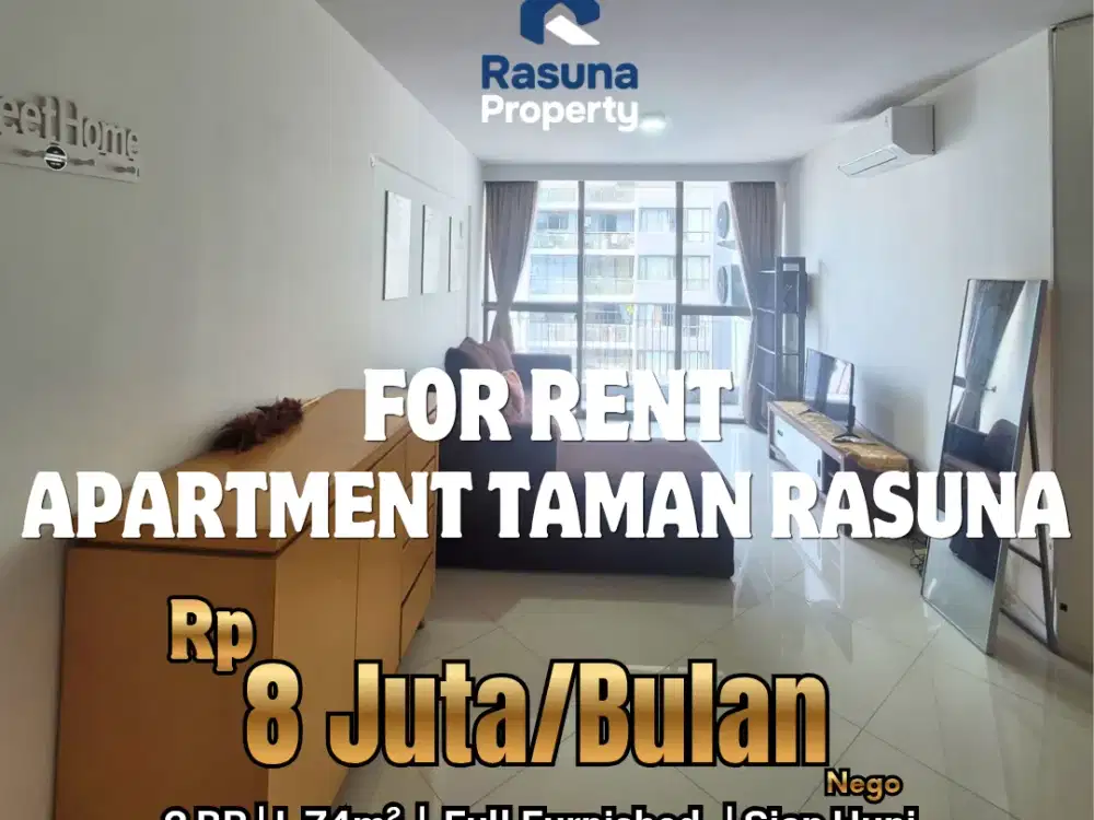 For Rent, Apartment Taman Rasuna, 2 BR, Full Furnished, Fasilitas lengkap, Siap Huni