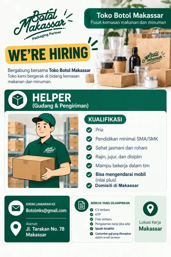 Dibutuhkan karyawan Toko
