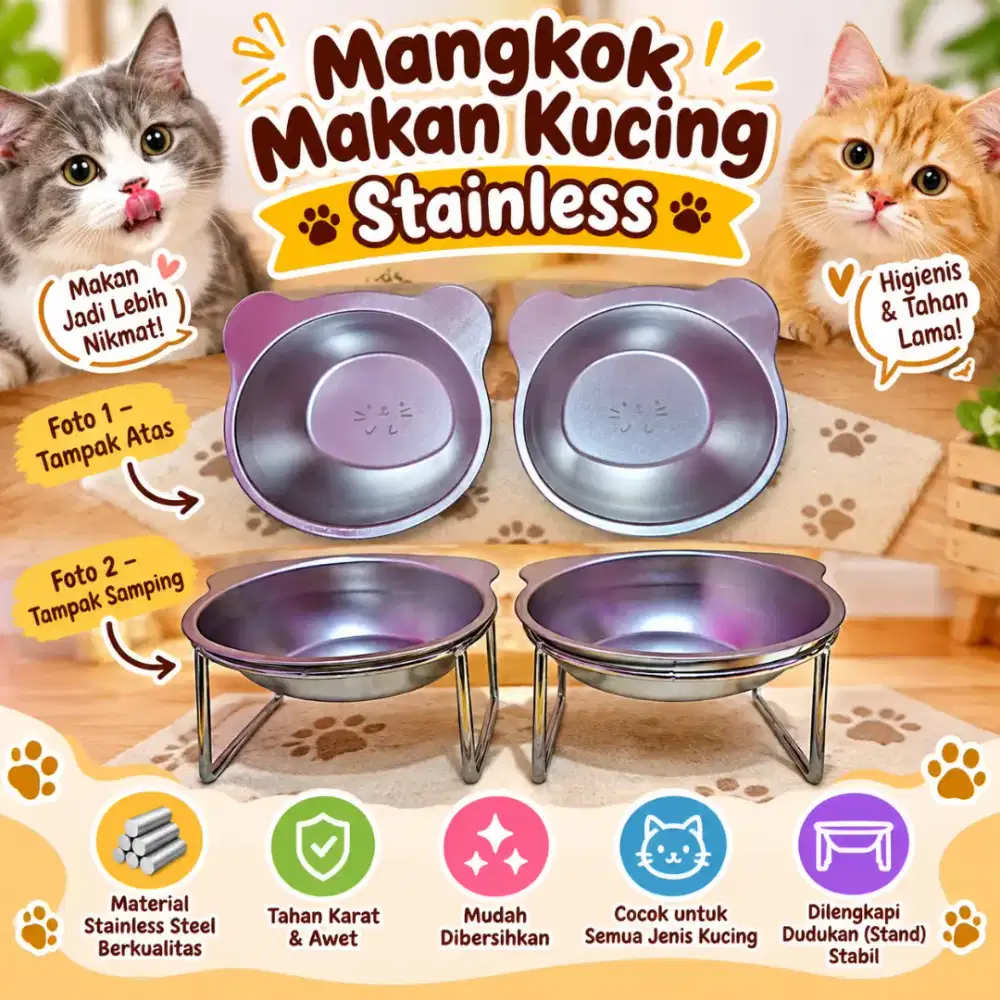 Mangkuk makanan kucing stainless