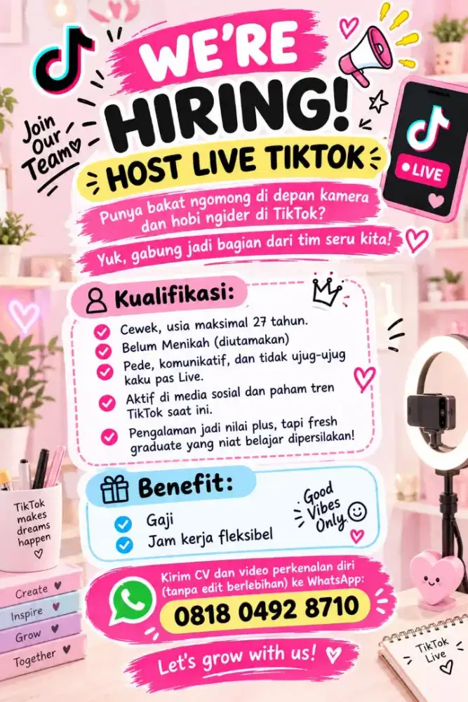 Dicari Host Live berpengalaman