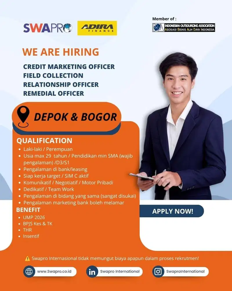DIBUTUHKAN SEGERA TENAGA PEKERJA DI BIDANG COLLECTION