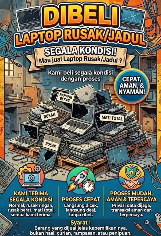 DIBELI LAPTOP RUSAK/JADUL SEGALA KONDISI