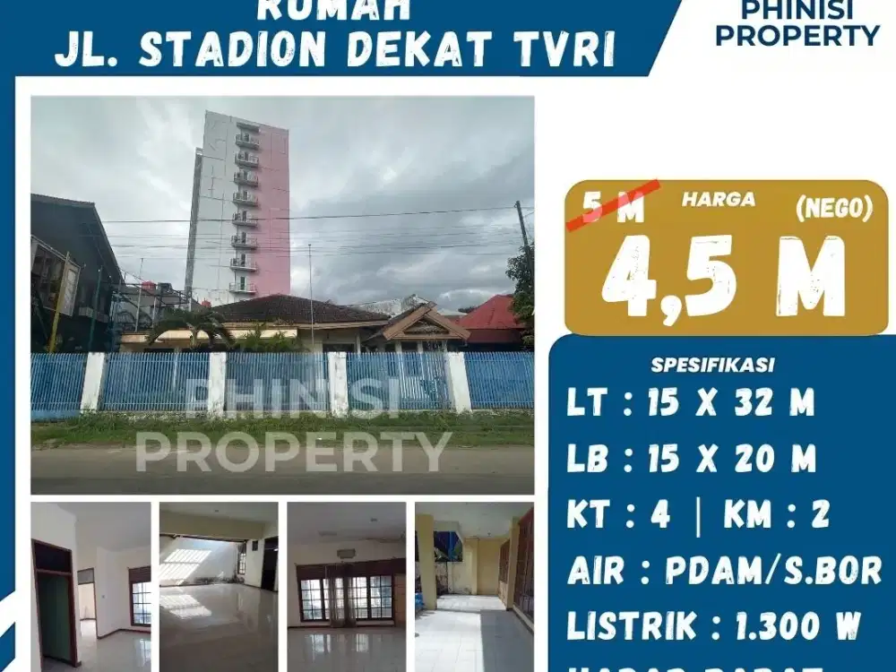 DIJUAL Rumah besar tengah kota di Jalan Stadion