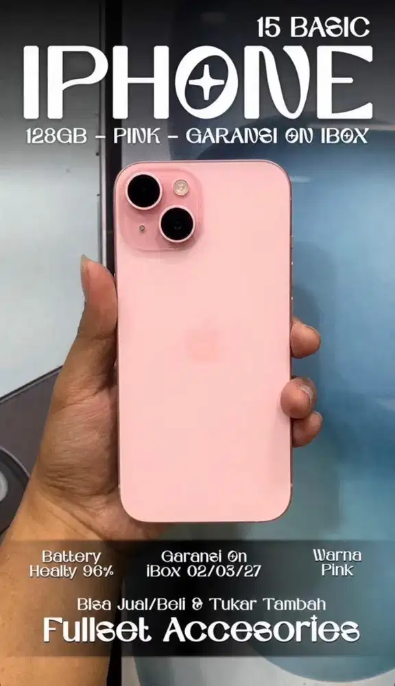 iPhone 15 128GB Garansi ON iBox Maret 2027 BH 96%