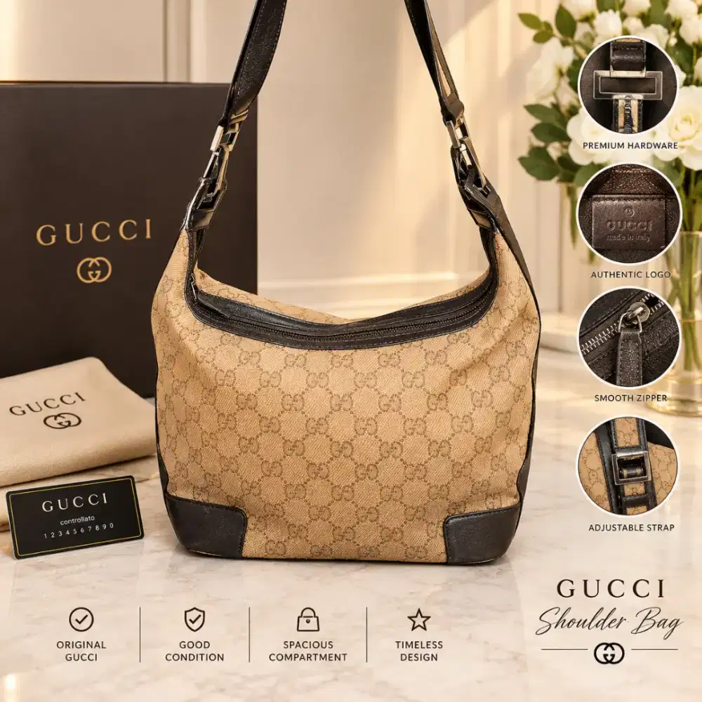  [VINTAGE] Gucci GG Canvas Hobo Bag 