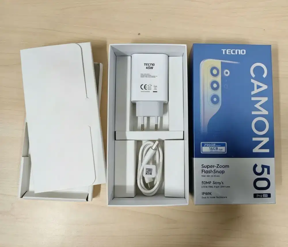 Charger TECNO 45 Watt — bawaan original Camon 50 Pro