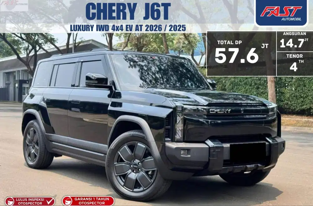 MOBIL LISTRIK CHERY J6T LUXURY IWD 4×4 EV AT HITAM 2026 / 2025 KM.6RB