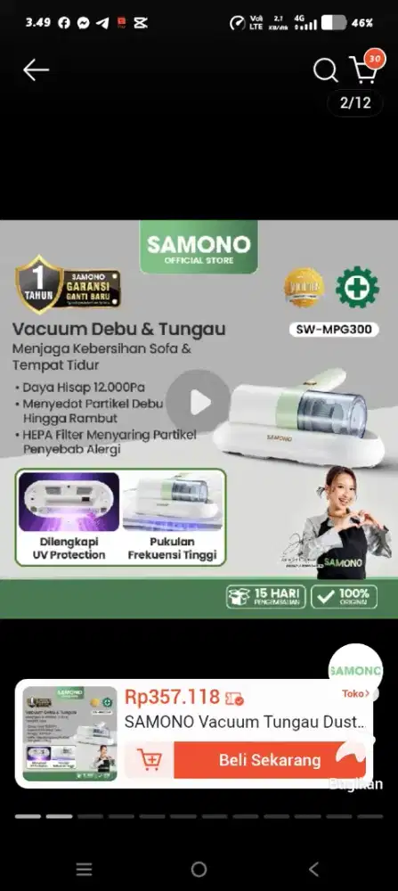 Samono Vacum Tungau uv sterill buat kasur