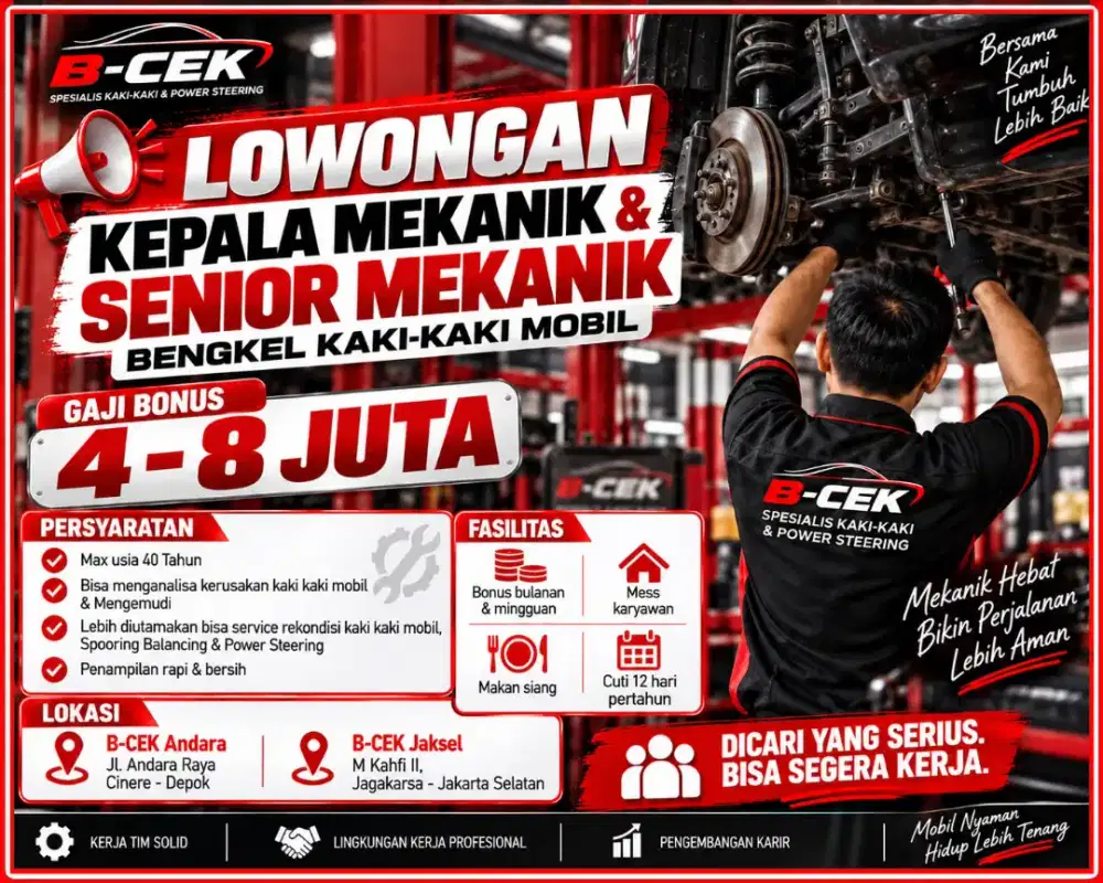 LOKER KEPALA MEKANIK & SENIOR MEKANIK