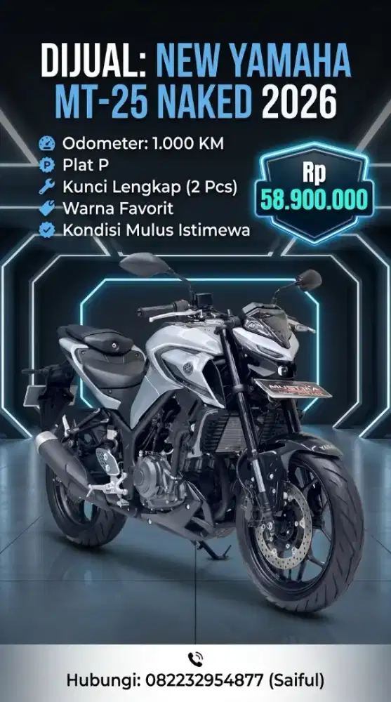 Odo 1rb Istimewa!!Yamaha New MT25 Naked 2026 Plat P Mulus-Mustika