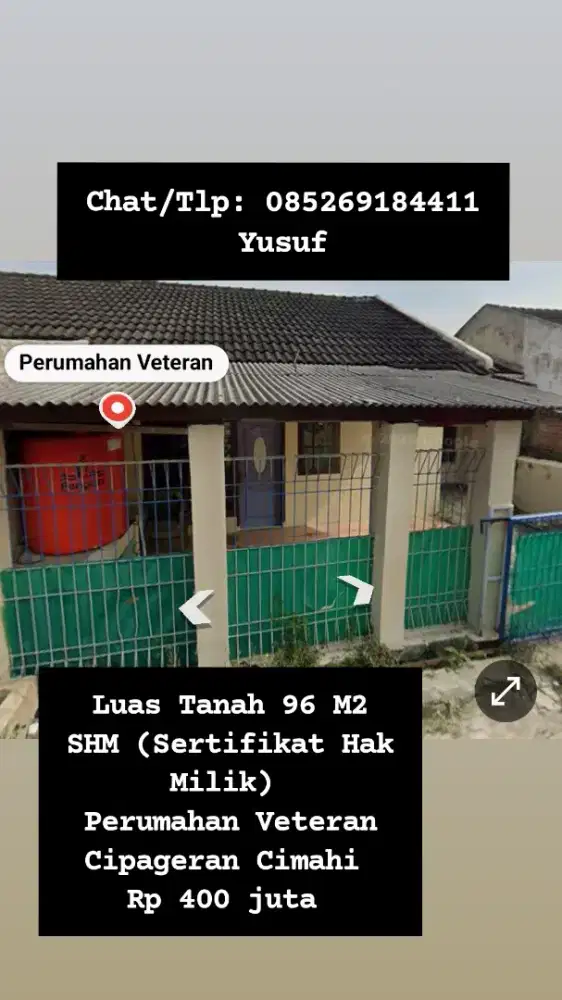 DIJUAL RUMAH di
Perum Veteran Cipageran Cimahi,SIAPA CEPAT DIA DAPAT!