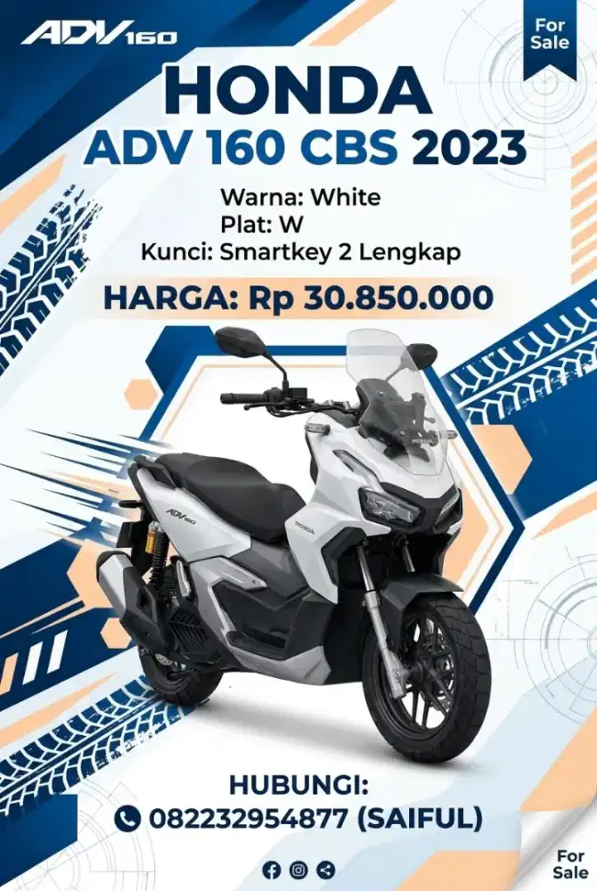 Perfect Condition!!Honda ADV 160cc CBS 2023 White Plat Jatim-Mustika