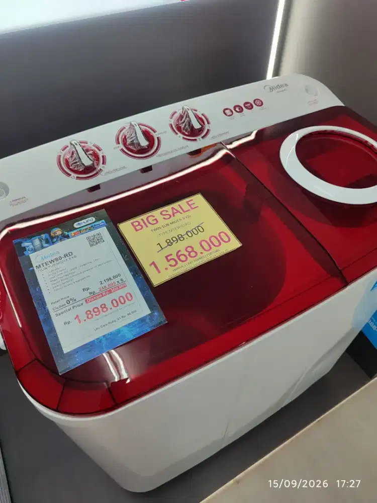 Mesin cuci midea 8kg bisa kredit free DP Bunga ringan