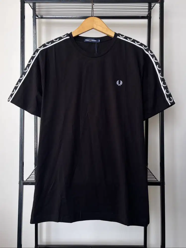 FRED PERRY CONTRAST TAPE RINGER T SHIRT - BLACK (XL-XXL)