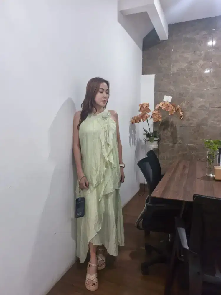 Dress hijau pesta kondangan anggun cantik