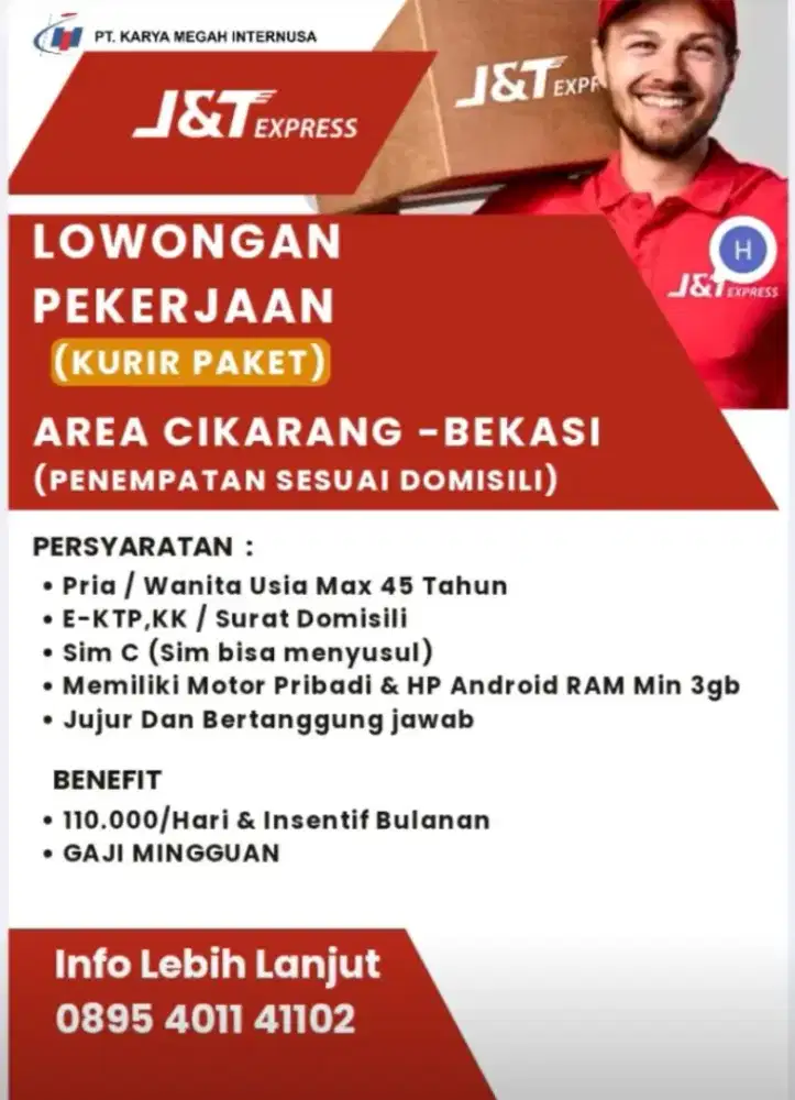 Kurir Motor Paket J&T Express Cikarang Bekasi
