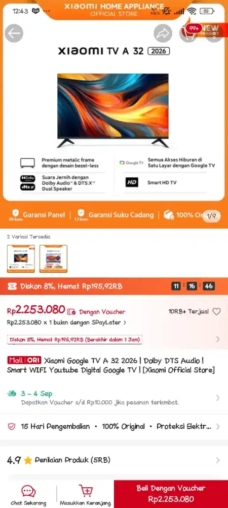 Google tv Xiaomi A seri 32 inch