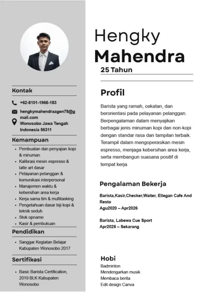 Mencari pekerjaan sebagai barista