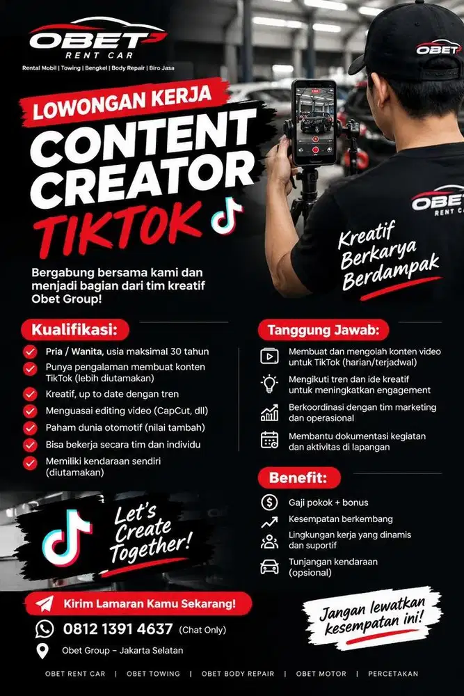 LOWONGAN KERJA - CONTEN CREATOR TIKTOK