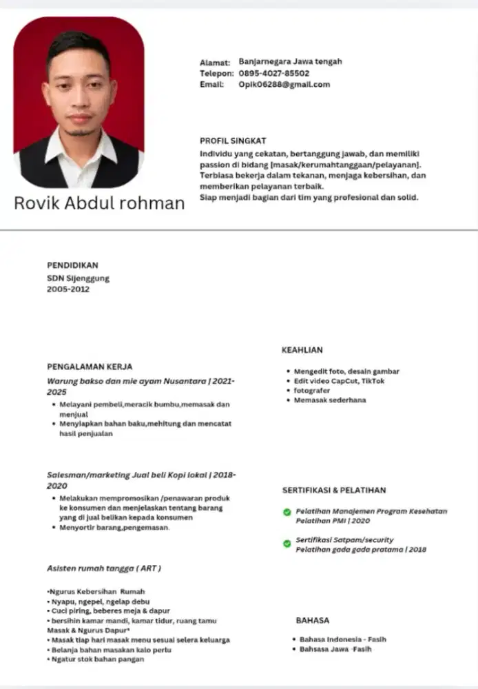 Saya sedang mencari kerjaan