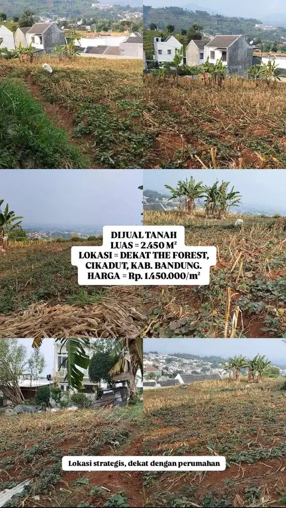 DIJUAL TANAH 2450 M2, LOKASI STRATEGIS DEKAT DENGAN PERUMAHAN