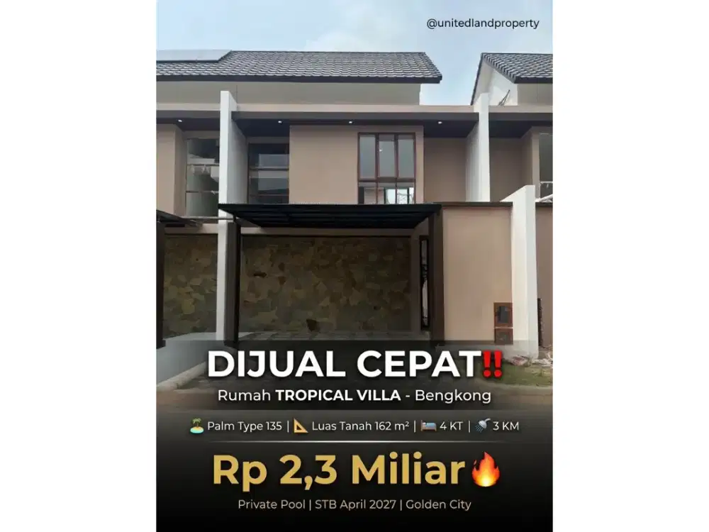 Jual Rumah Tropical Villa Bengkong Laut Pasir Putih Private Pool 4 KT Batam