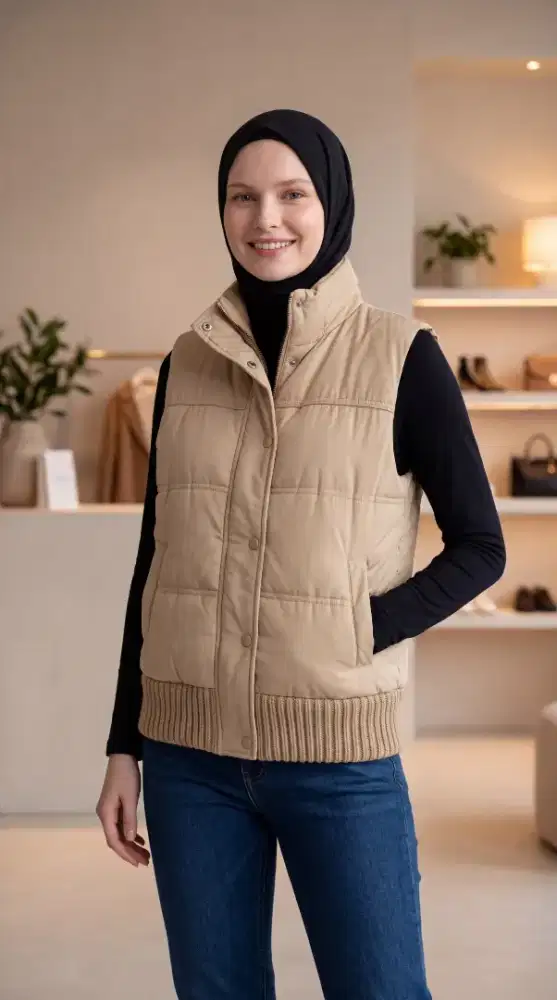 Rompi puffer krem