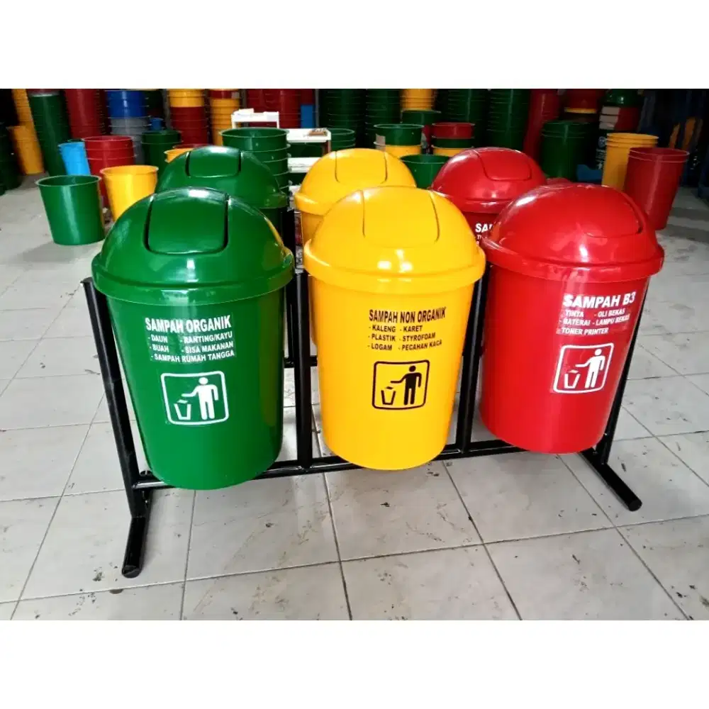 Tong Sampah Pilah 50L 3in1 Fiberglass 3 Warna Ready Free Stiker Custom