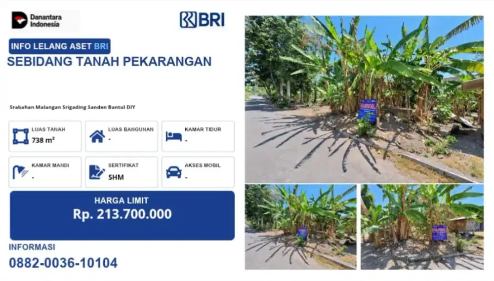 DIJUAL SEBIDANG TANAH PEKARANGAN SEGERA