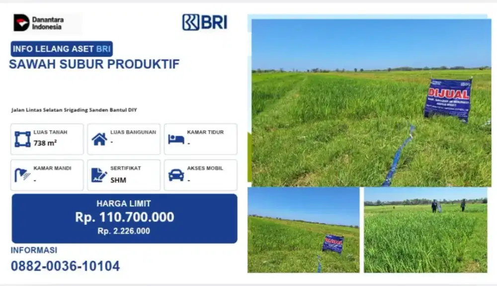 DIJUAL SEGERA SAWAH SUBUR