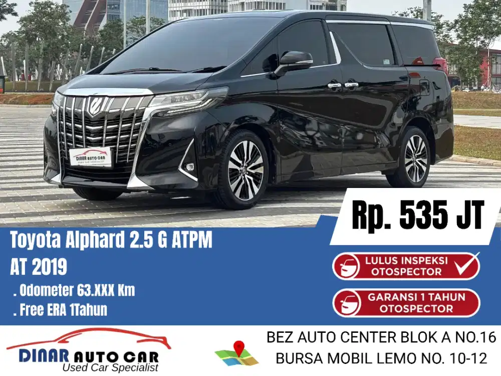 (55Jt) Alphard G 2019 Hitam B Genap Km 63Rb Warenty 1Th*Dinar Auto*