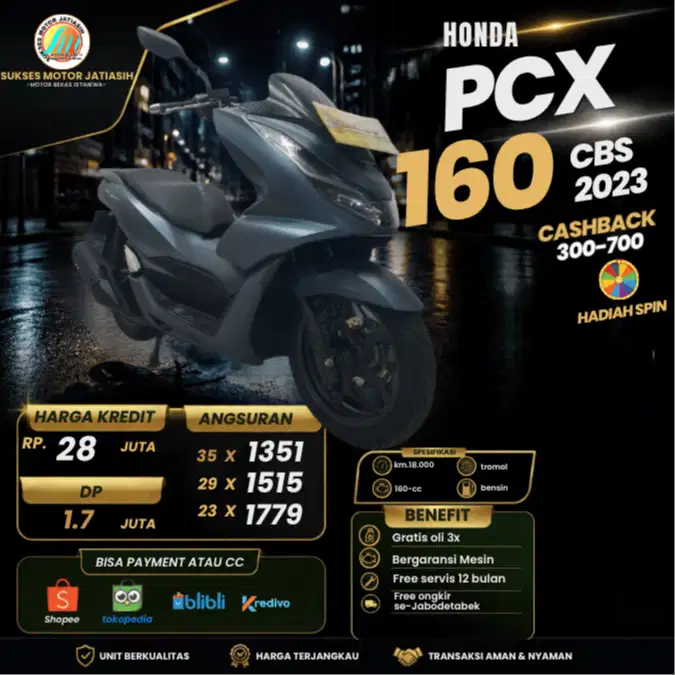 HONDA PCX 160 CBS 2023 KM RENDAH 20 RIBUAN  CAKEP SIAP AJAK JALAN