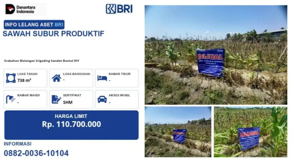 DIJUAL SAWAH SUBUR PRODUKTIF