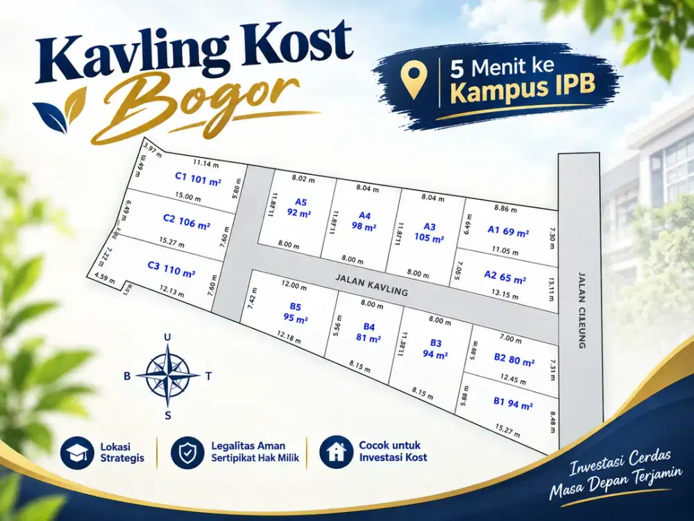 Kavling Kost Dramaga, Hanya 5 Menit ke Kampus IPB, SHM Terjamin