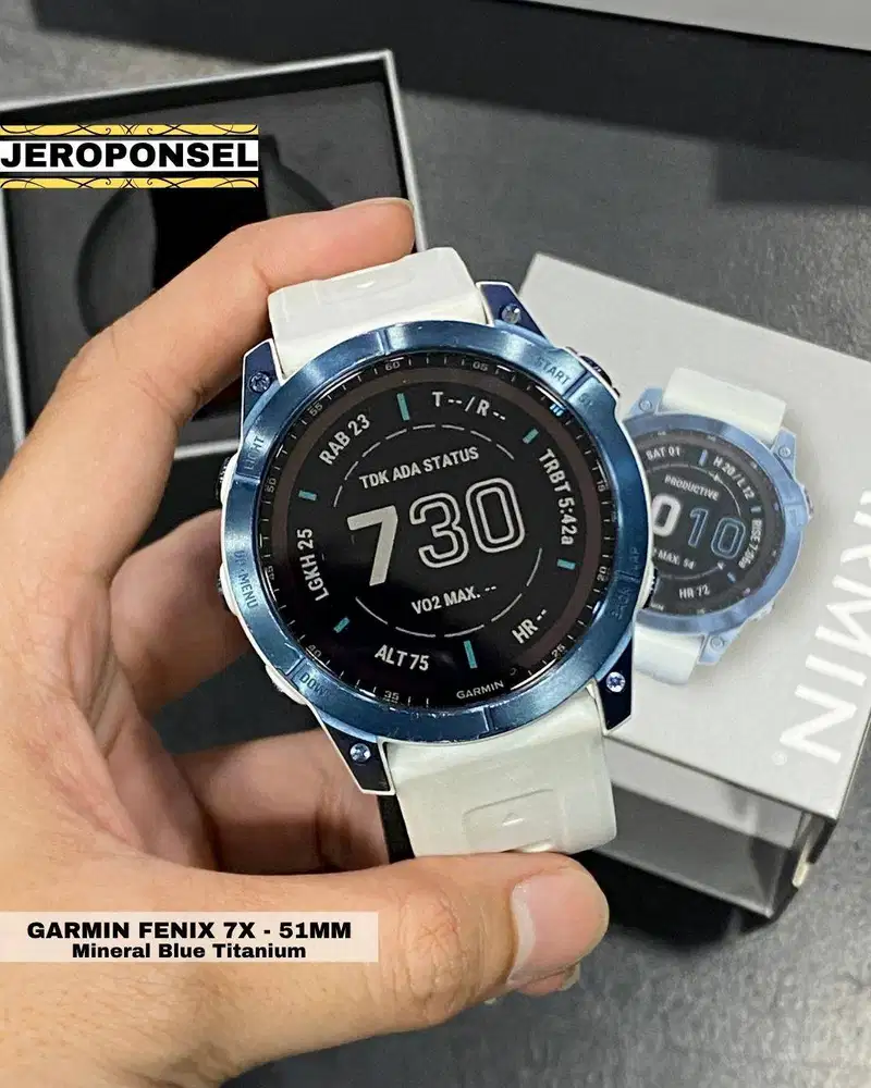 GARMIN FENIX 7X SAPPHIRE SOLAR - BLUE FULL SET ORIGINAL GARANSI