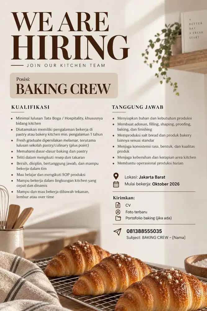 Baker / Junior Baker / Assistant Baker