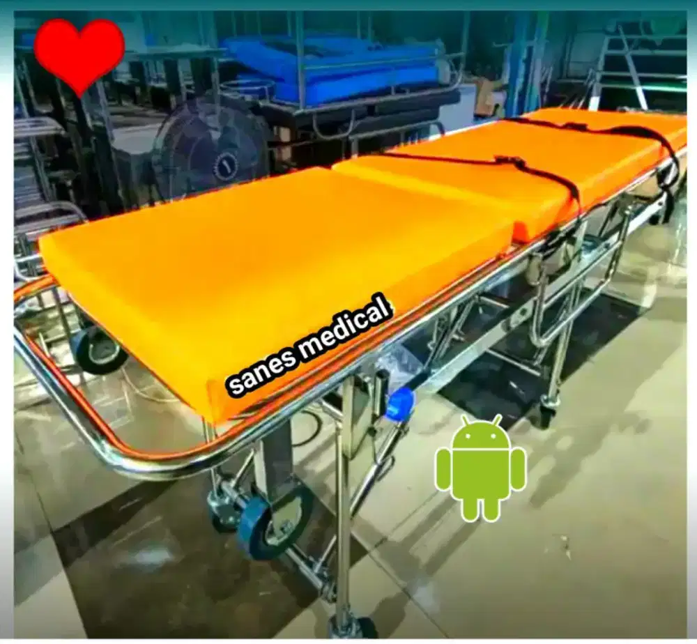 BARU Strecher Ambulance Prokes Stainless Brankar Dorong Stretcher
