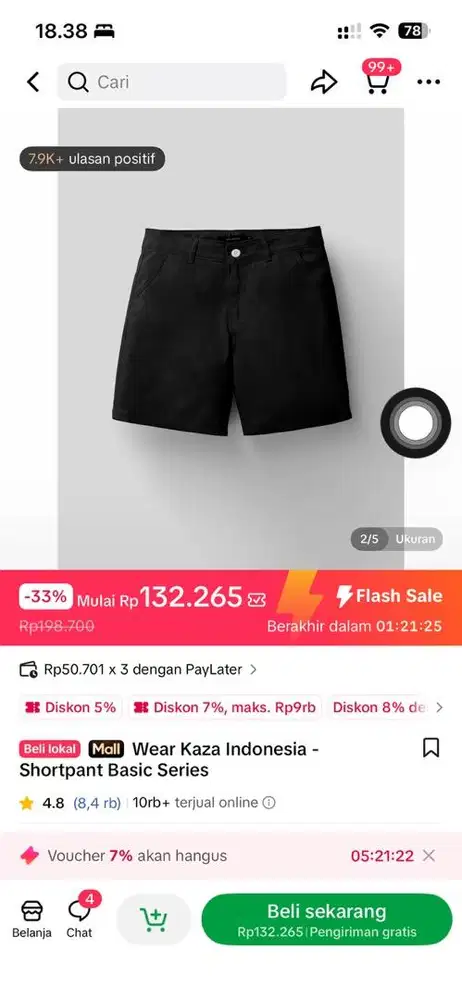 Celana pendek brand kaza wear