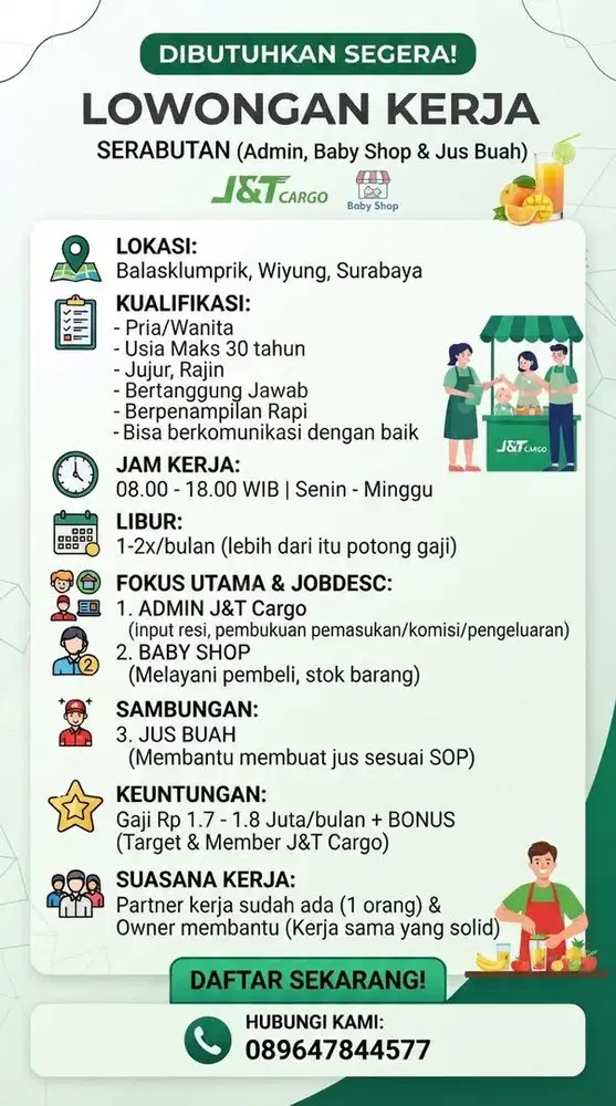 LOWONGAN KERJA ADMIN SERABUTAN BALASKLUMPRIK WIYUNG