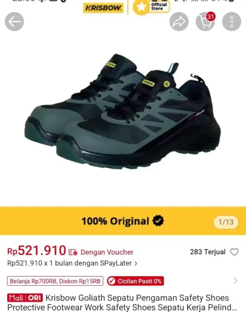 Sepatu Safety Krisbow Baru uk 40