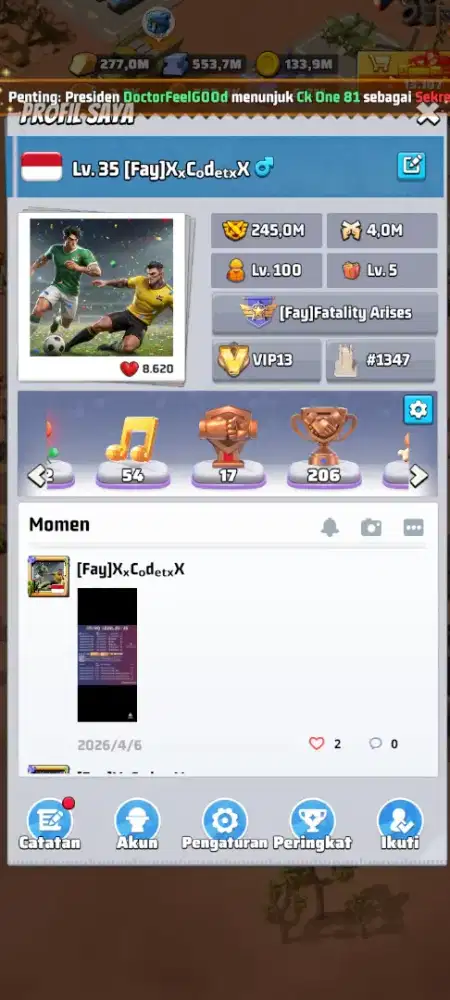 Account Game Last War server 1347