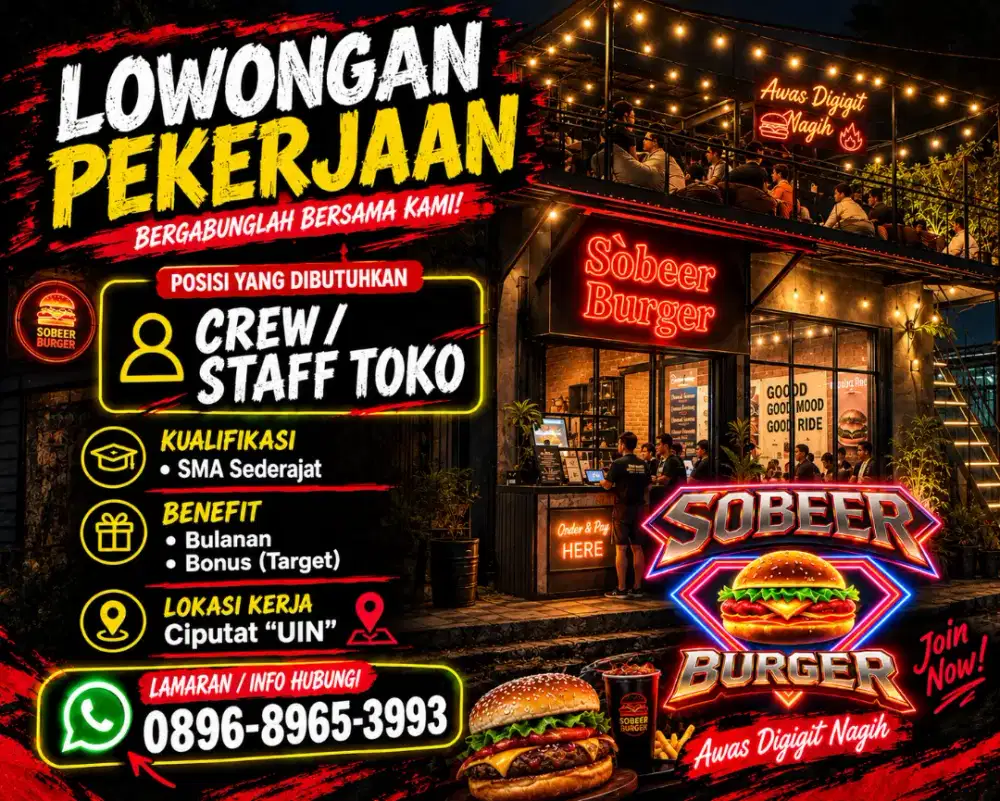 Lowongan kerja penjaga toko burger